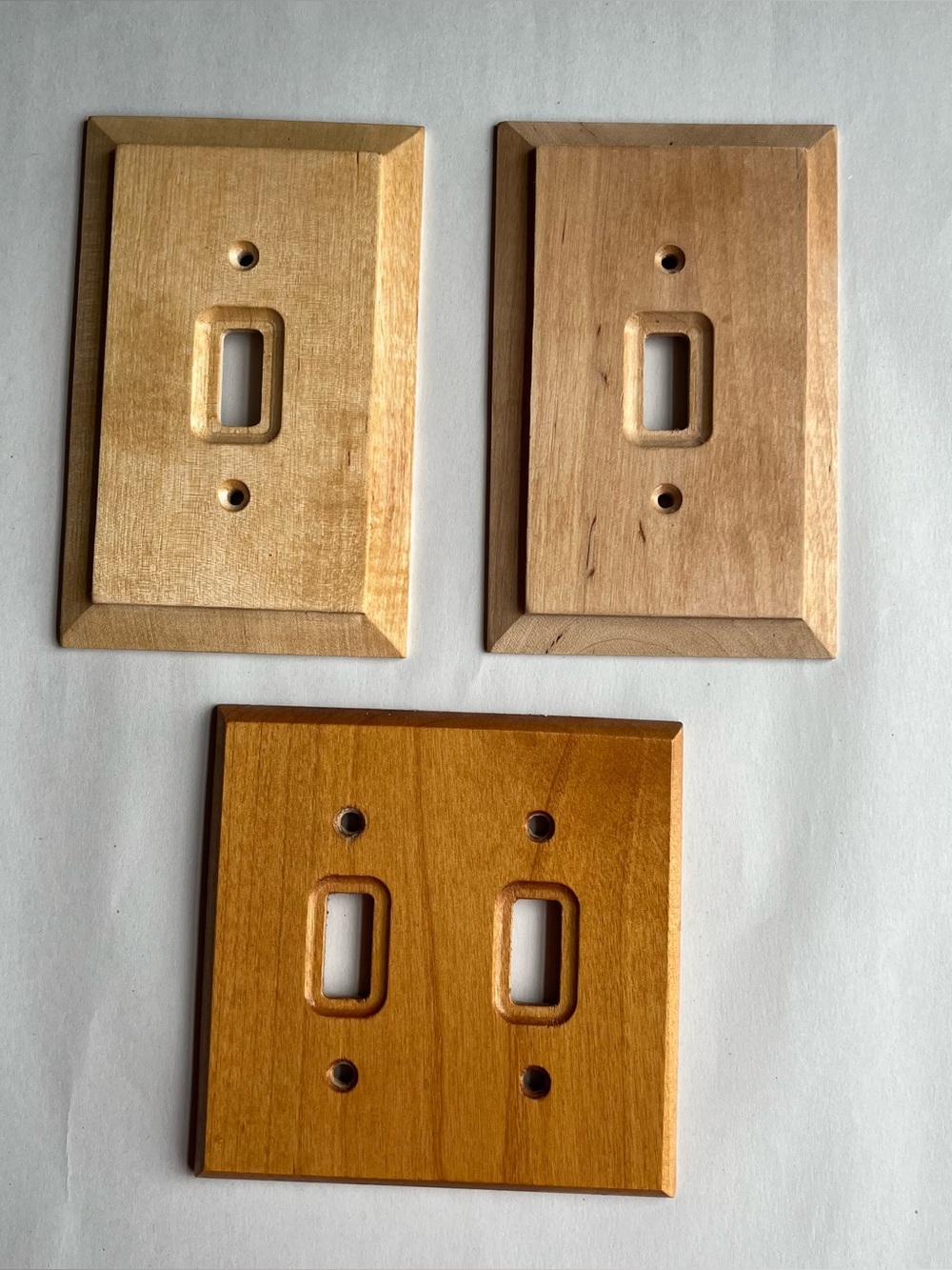 Light Honey Wood Tone Switch Plate Covers - Set of 3